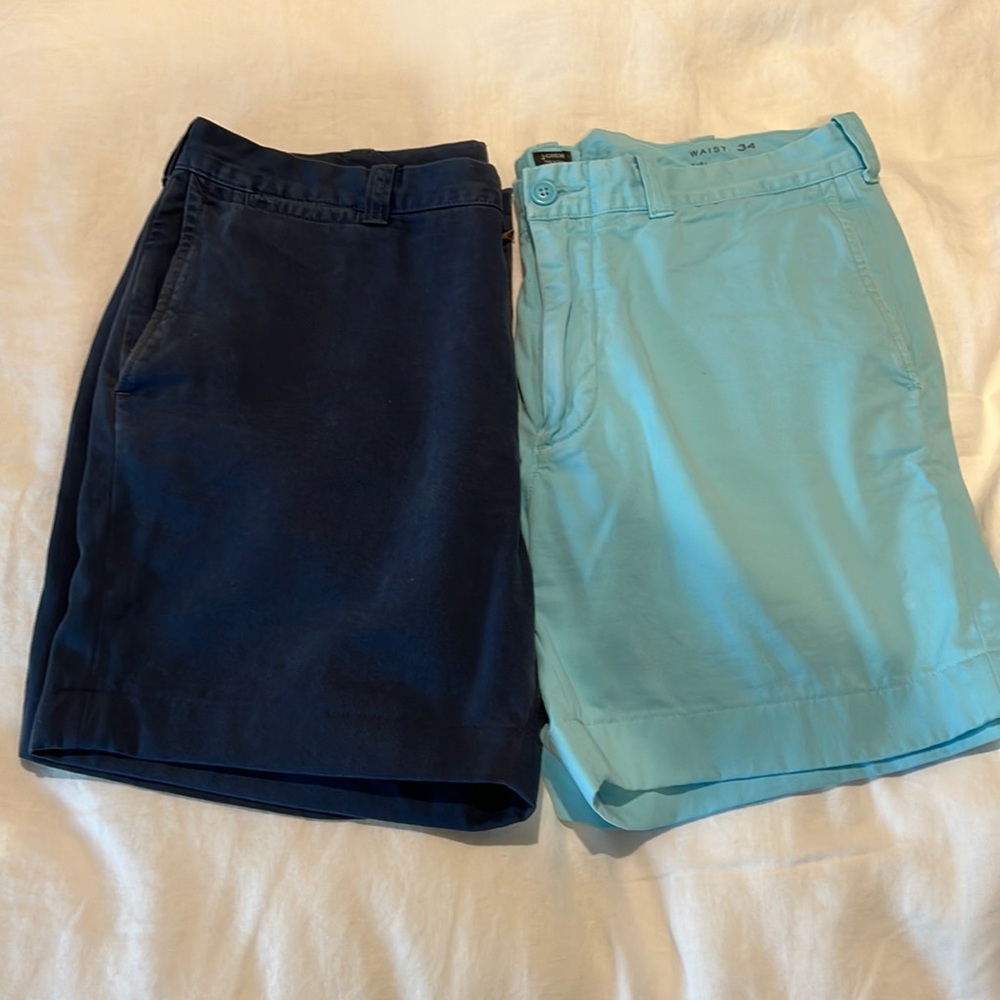 2 pr's of sz 34 pre-cherished J.Crew Stanton Mens shorts great hues! SUPERB